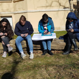 Working outside in beautiful spring weather 