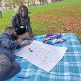 Participants work outside